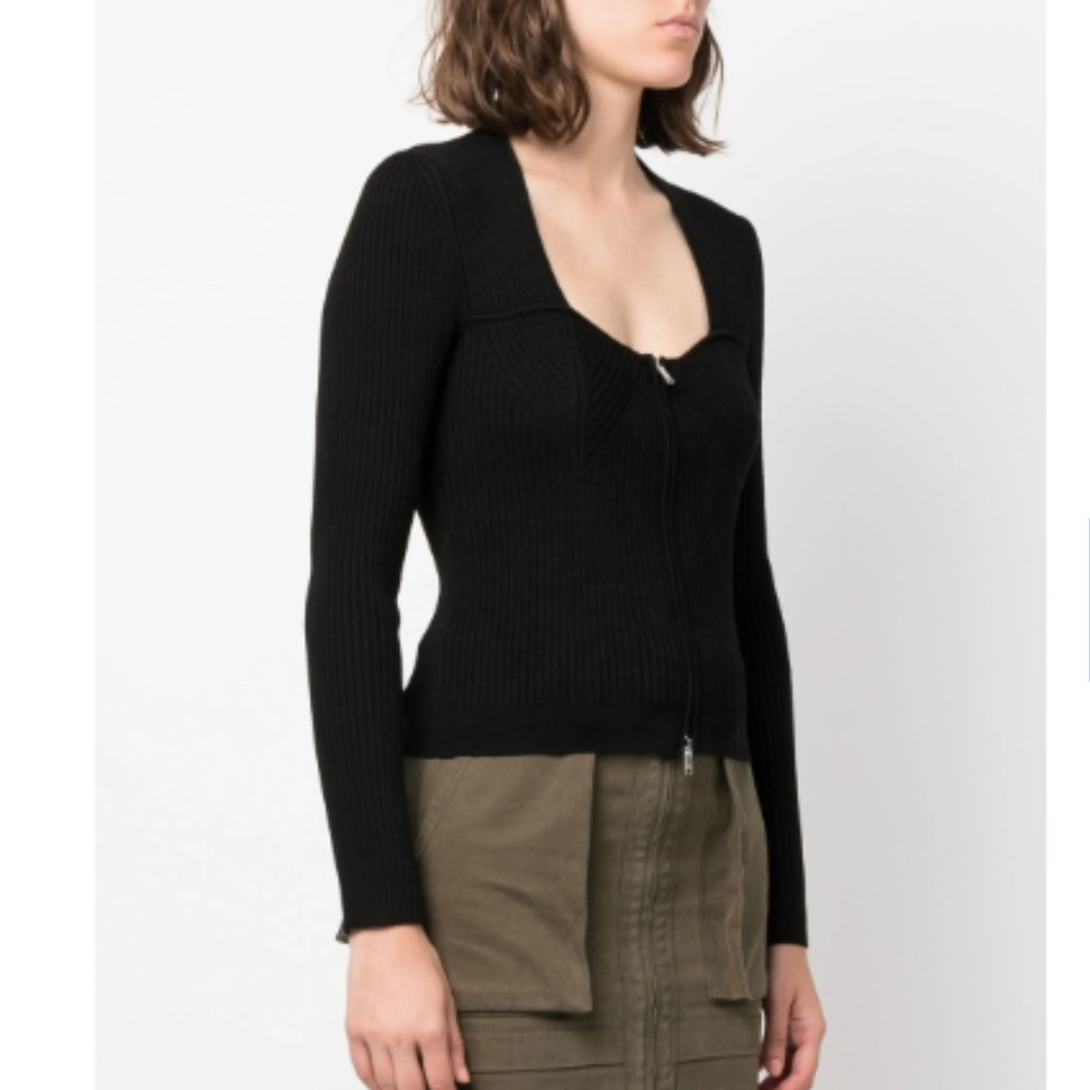 Isabel Marant Zelie Ribbed Zip-up Cardigan Black 38
